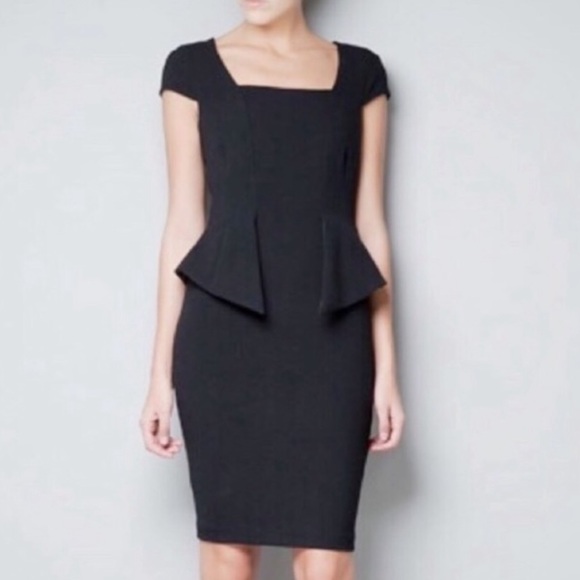Zara Dresses Zara Black Peplum Cap Sleeve Dress Poshmark